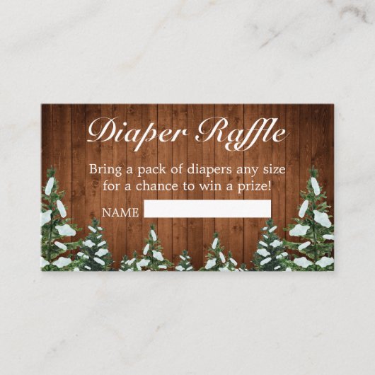 雪の木と森のカントリーパインおむつラッフル エンクロージャーカード (正面)