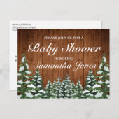 雪の木と森のカントリーパインベビーシャワー 案内ポストカード (正面/裏面)
