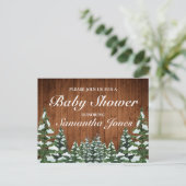 雪の木と森のカントリーパインベビーシャワー 案内ポストカード (スタンド正面)