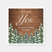 雪の木と森のカントリーパイン彼女はYesと言った スタンダードカクテルナプキン (正面)