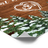 雪の木と森のカントリー パイン 結婚式の看板 ポスター (角)