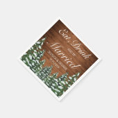 雪の木と森のドリンク食べのドリンク結婚した結婚ズ スタンダードカクテルナプキン (角)