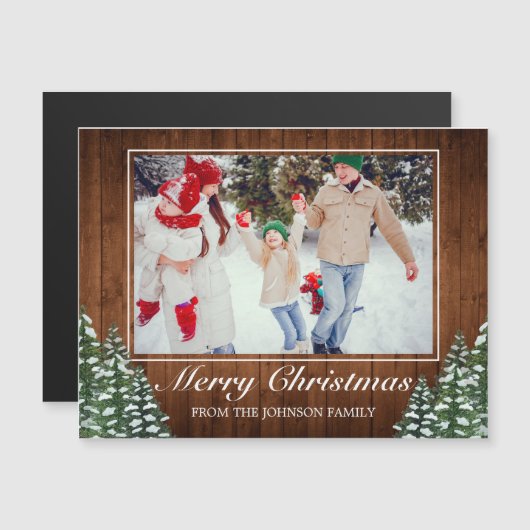 雪の木と森の写真メリークリスマスグリーティング (正面/裏面)