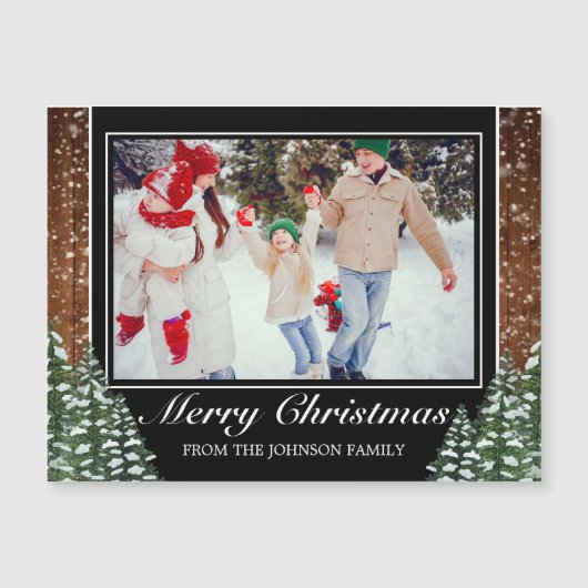 雪の木と森の写真メリークリスマスグリーティング (正面)