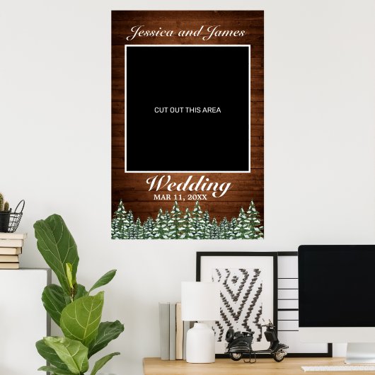 雪の木と森の国の結婚式フォトプロップ ポスター (ホームオフィス)