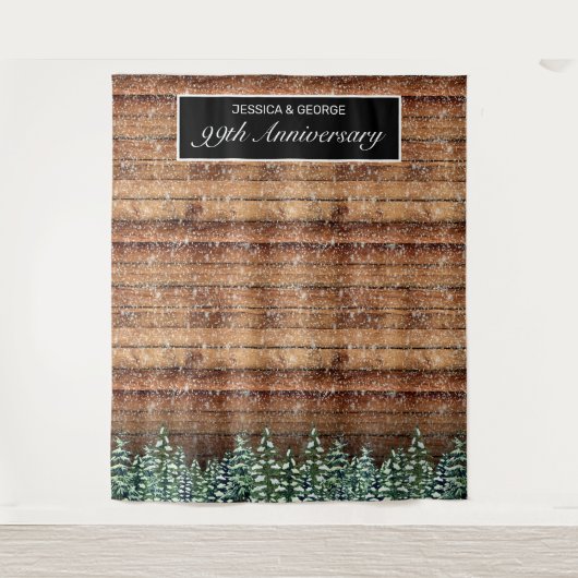 雪の木と森の国 記念写真 タペストリー (正面)