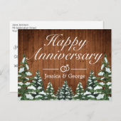 雪の木と森の幸せなアニバーサリーグリーティング 案内ポストカード (正面/裏面)