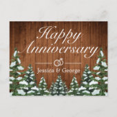 雪の木と森の幸せなアニバーサリーグリーティング 案内ポストカード (正面)