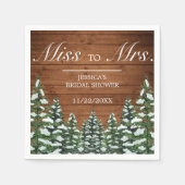 雪の木と森の松のブライダルシャワーミセスへ スタンダードカクテルナプキン (正面)
