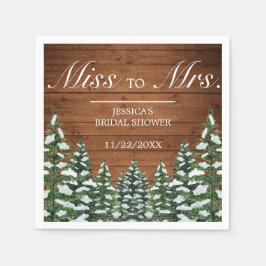 雪の木と森の松のブライダルシャワーミセスへ スタンダードカクテルナプキン