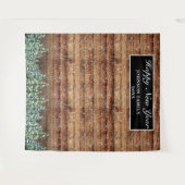 雪の木と森の松の新年の写真の背景 タペストリー (正面(横))