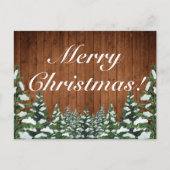 雪の木と森の農村部メリークリスマスグリーティング 案内ポストカード (正面)