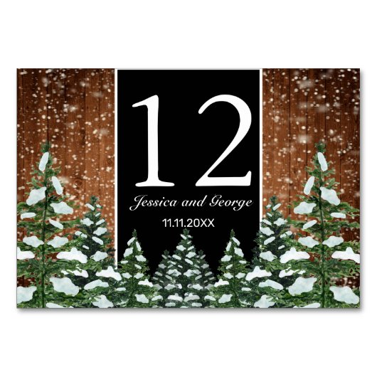 雪の木と森ブラックパインテーブル番号 テーブルナンバー (正面)