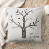 雪の木と赤い鳥のクリスマス幸せ クッション (ブランケット)