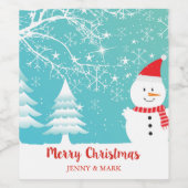 雪の木と雪だるま ワインラベル (シングルラベル)