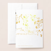 雪の木に咲く喜びと平和の赤いクリスマスバード 箔カード (裏面封筒付き)