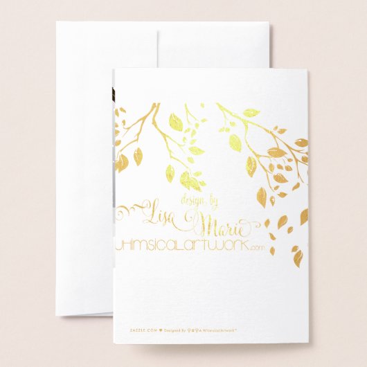 雪の木に咲く喜びと平和の赤いクリスマスバード 箔カード (裏面封筒付き)