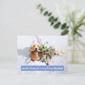 雪の木のある犬 インビテーションポストカード (スタンド正面)