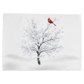 雪の木のカーディナル クリスマス ギフトバッグ (裏面)