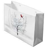雪の木のカーディナル クリスマス ギフトバッグ (正面アングル)