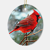 雪の木のクリスマスの美しい(鳥)ショウジョウコウカンチョウ セラミックオーナメント (左)