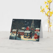 雪の木のクリスマスライト カード (黄色い花)