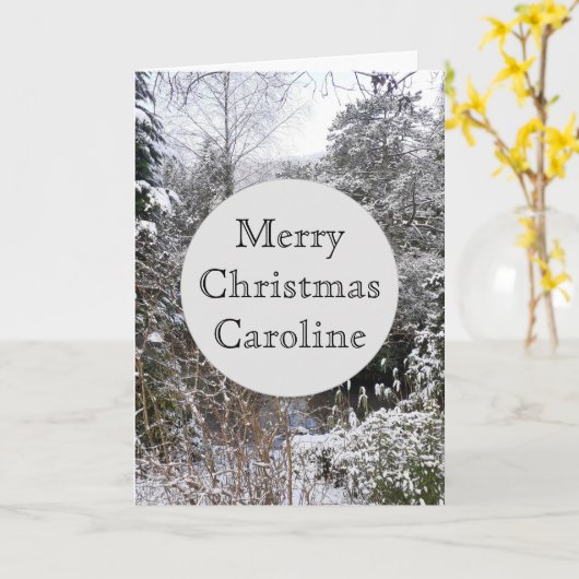 雪の木のクリスマス カード (黄色い花)