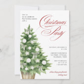 雪の木のモダンでエレガントなスクリプトクリスマス パーティー 招待状 (正面)