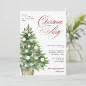 雪の木のモダンでエレガントなスクリプトクリスマス パーティー 招待状 (スタンド正面)
