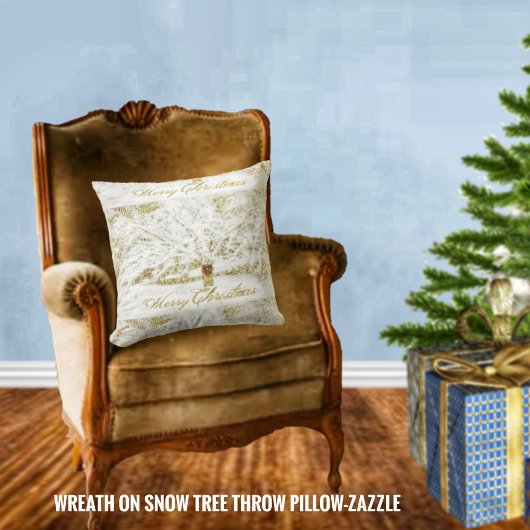 雪の木のリース クッション