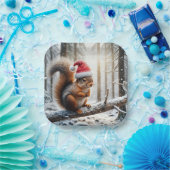 雪の木の枝にクリスマスリス ペーパープレート (パーティー)