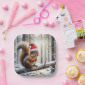 雪の木の枝にクリスマスリス ペーパープレート (パーティー)