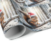 雪の木の枝のクリスマスリス ラッピングペーパー (ロールコーナー)