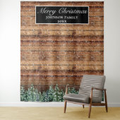 雪の木の森のメリークリスマスの写真背景 タペストリー (インサイチュ)