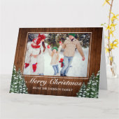 雪の木の森の写真メリークリスマスグリーティング カード (黄色い花)