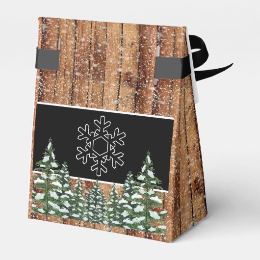 雪の木の森の農村メリークリスマススノーフレーク フェイバーボックス (裏面サイド)