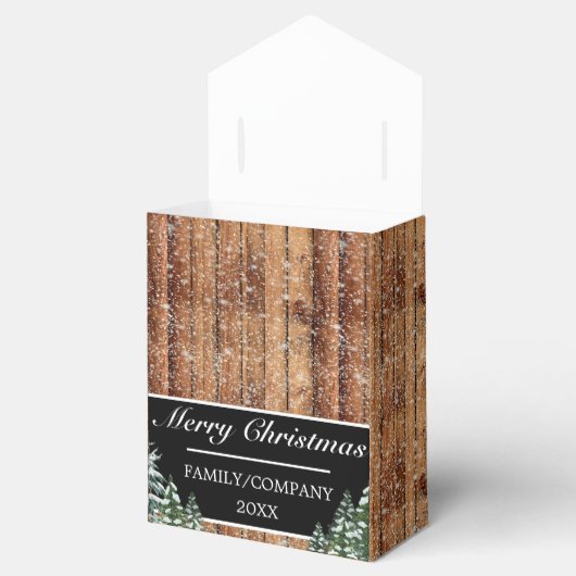 雪の木の森の農村メリークリスマススノーフレーク フェイバーボックス (オープン)