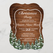 雪の木の森の農村部パインメリークリスマスパーティー 招待状 (正面/裏面)