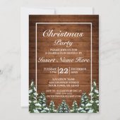 雪の木の森の農村部パインメリークリスマスパーティー 招待状 (正面)