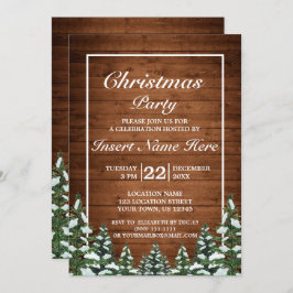 雪の木の森の農村部パインメリークリスマスパーティー 招待状