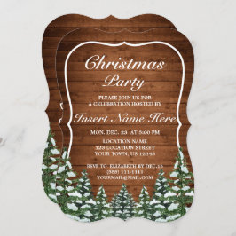 雪の木の森の農村部パインメリークリスマスパーティー 招待状