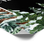 雪の木の森の雪のフレーク新年ウェルカムサイン ポスター (角)