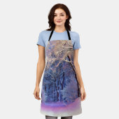 雪の木の水色の冬の風景 エプロン (着用した状態)