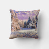 雪の木の水色の冬の風景 クッション (裏面)