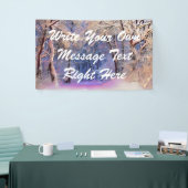 雪の木の水色の冬の風景 横断幕 (トレードショー)