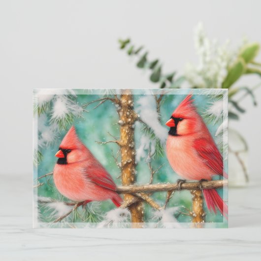 雪の木の深紅色、予算のクリスマス シーズンカード (スタンド正面)