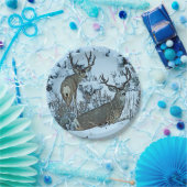 雪の木びき台のシカ ペーパープレート (パーティー)