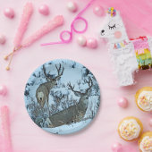 雪の木びき台のシカ ペーパープレート (パーティー)