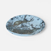 雪の木びき台のシカ ペーパープレート (アングル)