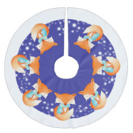 雪の木包まれたのシャツの中でキツネを登る ブラッシュドポリエステルツリースカート